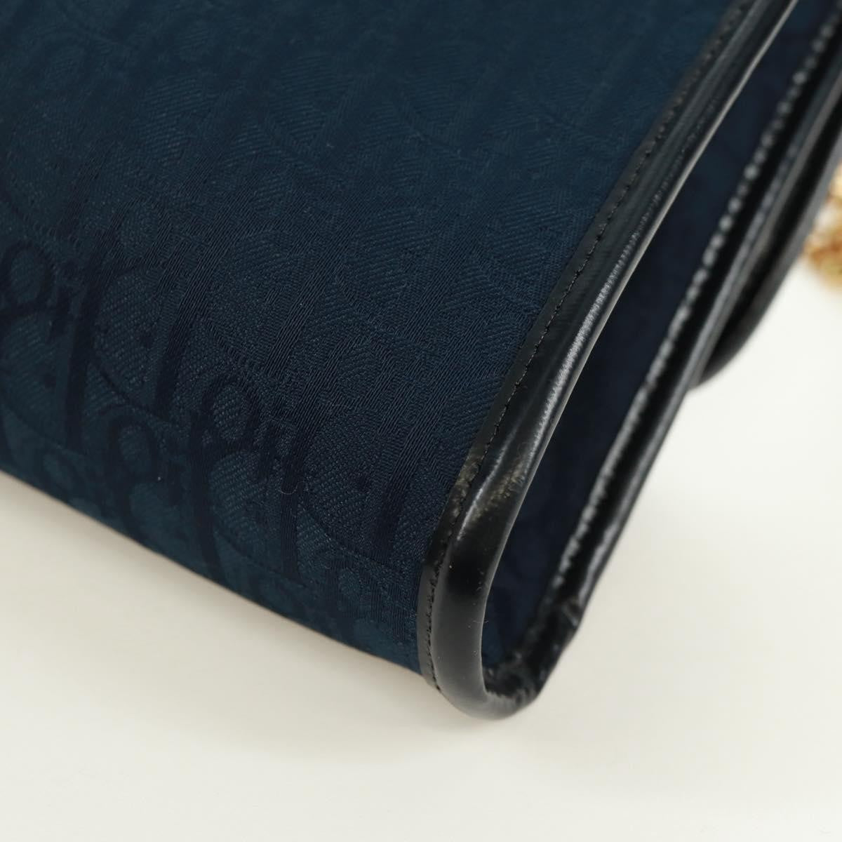 Christian Dior Vintage Chain Flap Shoulder Bag Diorissimo Canvas, Navy, Canvas, Shoulder Bag