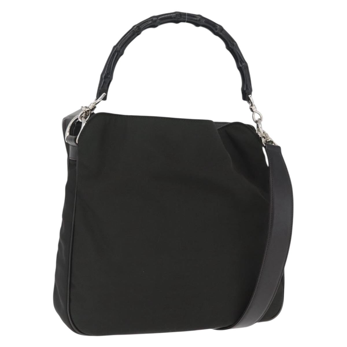 Gucci Vintage Bamboo Handle Bag Nylon, BLACK, NYLON, Handbag