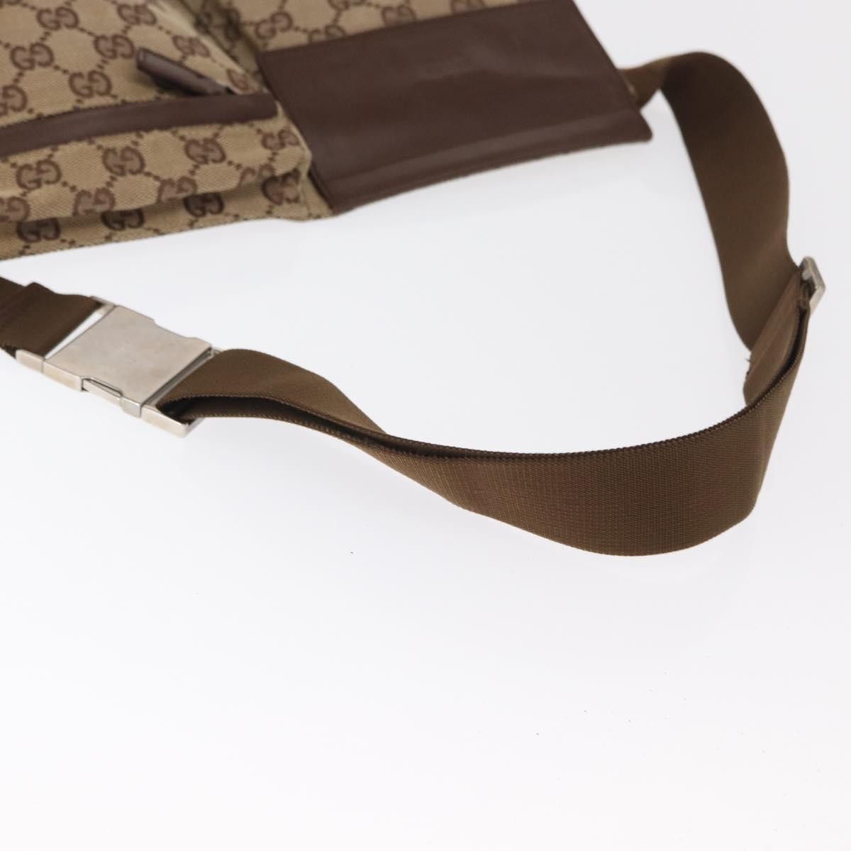 Gucci Vintage Double Belt Bag GG Canvas with Leather, BEIGE, CANVAS, Clutche & pouche