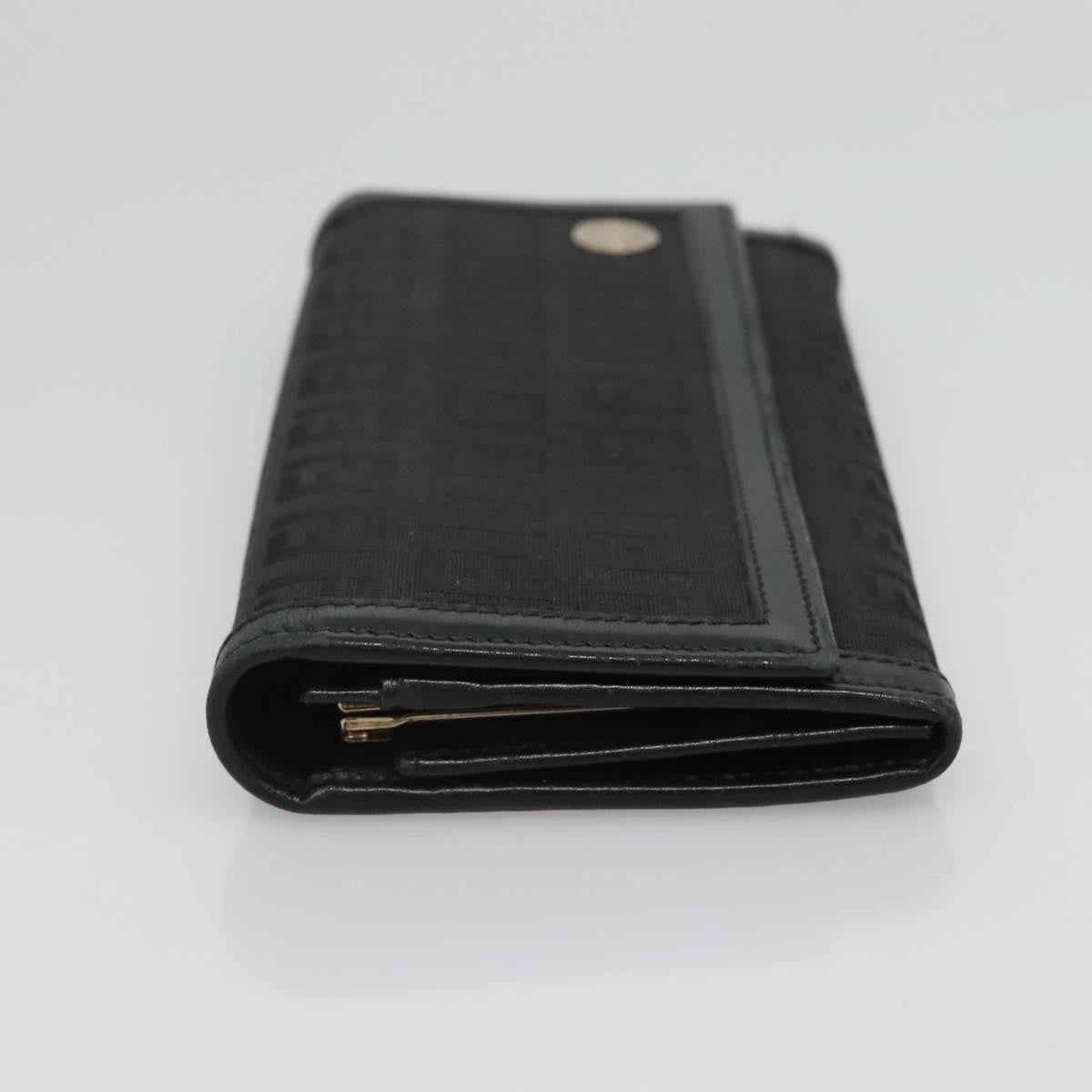 Fendi FF Flap Wallet Zucca Canvas with Embossed Leather, BLACK, CANVAS, Wallets