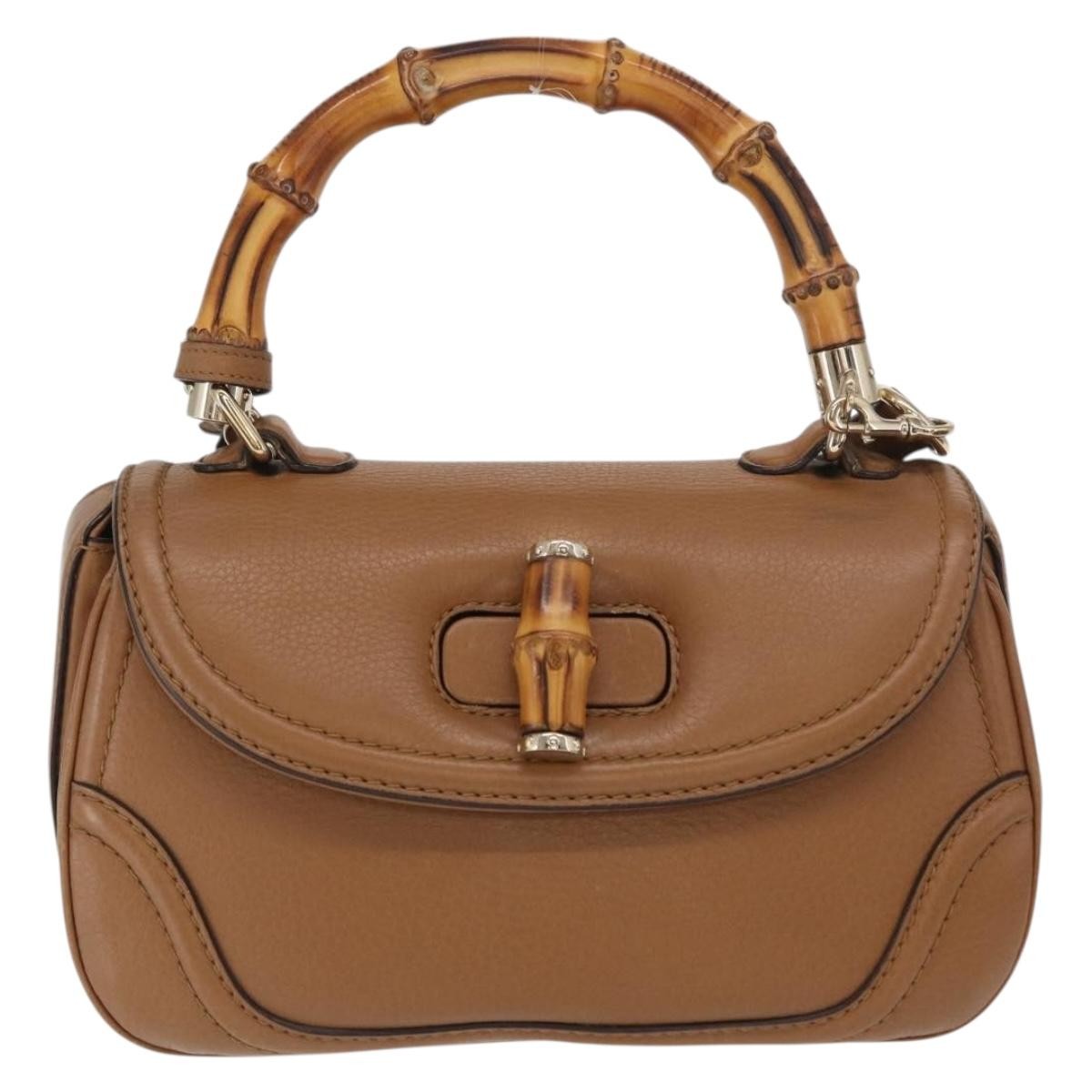 Gucci New Bamboo 1921 Top Handle Bag Leather, BROWN, LEATHER, Handbag