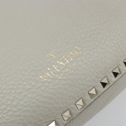 Valentino Garavani Rockstud Tote Textured Leather, Gray, Leather, Tote Bag