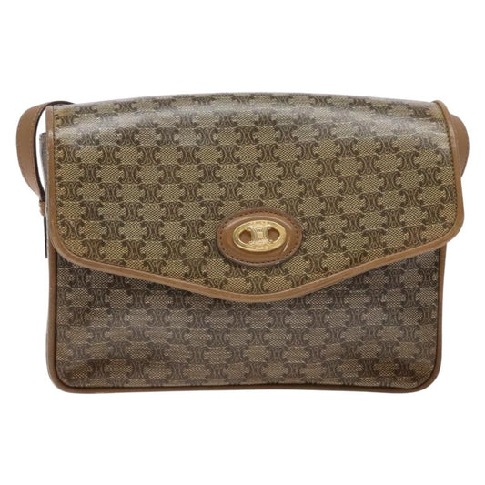 Celine Macadam Shoulder Bag PVC Leather, BEIGE, PVC, Shoulder bag