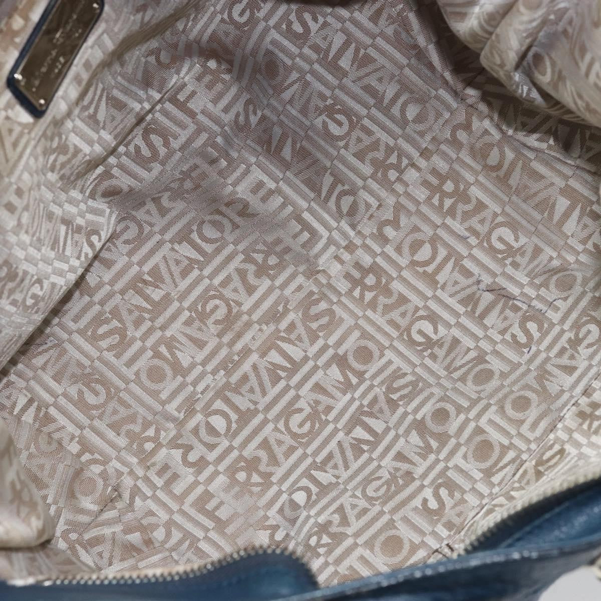 Salvatore Ferragamo Gancini handbag Leather, BLUE, LEATHER, Handbag