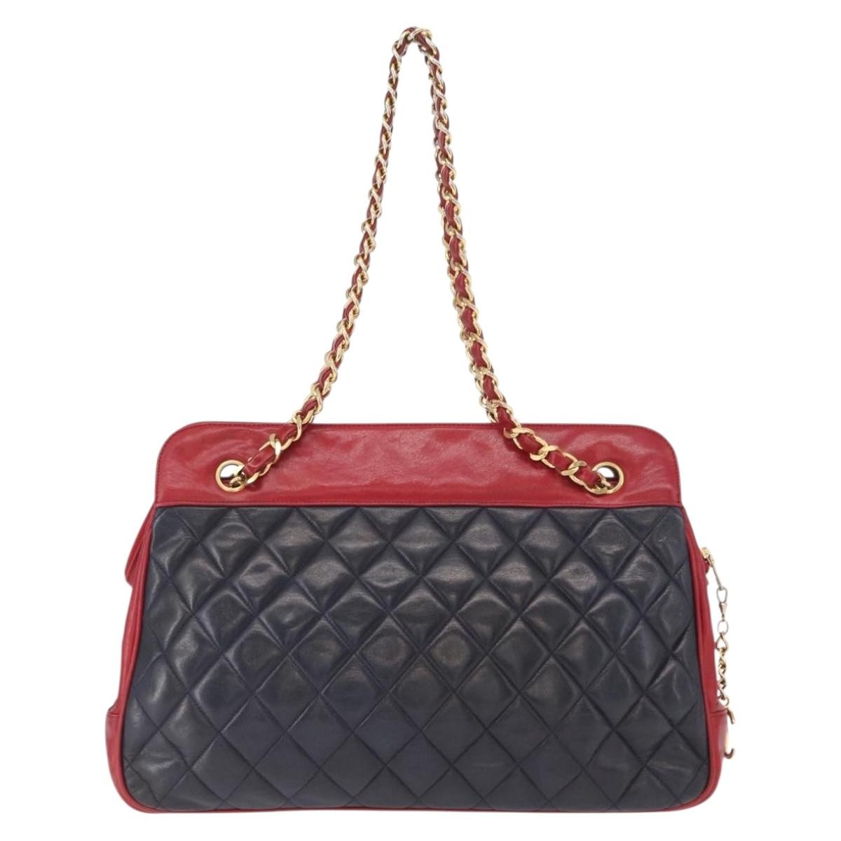 Chanel Chanel Bicolor Shoulder Bag Red/Navy leather bicolore, NAVY, LEATHER, Shoulder bag