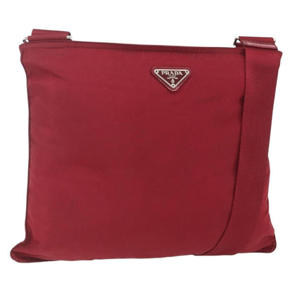 Prada Zip Top Messenger Bag Tessuto, RED, NYLON, Shoulder bag