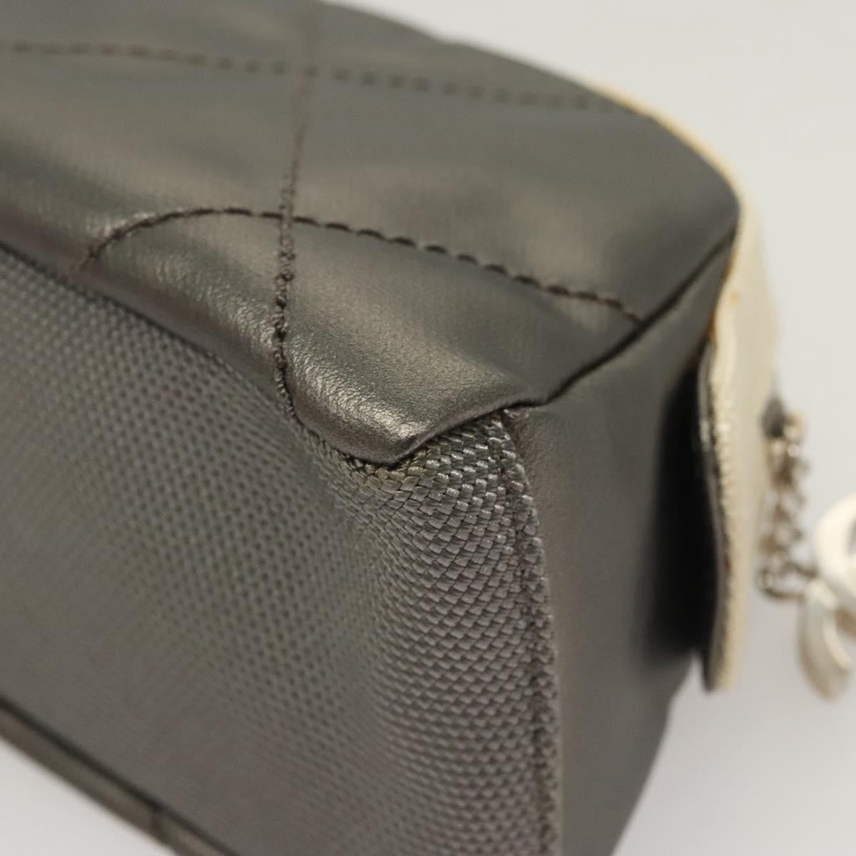 Chanel Biarritz Cosmetic Pouch Quilted Coated Canvas, GRAY, PVC, Clutche & pouche