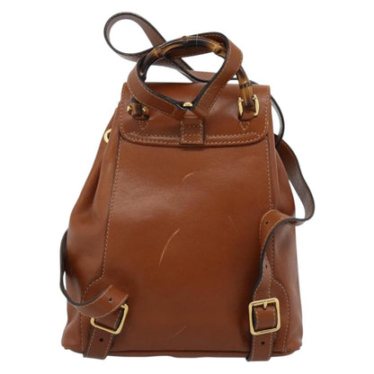 Gucci Vintage Bamboo Backpack Leather, Brown, Leather, Backpack
