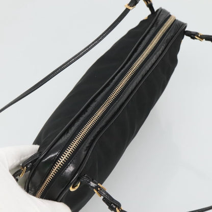 Prada SHOULDER BAG NYLON BLACK GOLD, Black, Nylon, Shoulder Bag