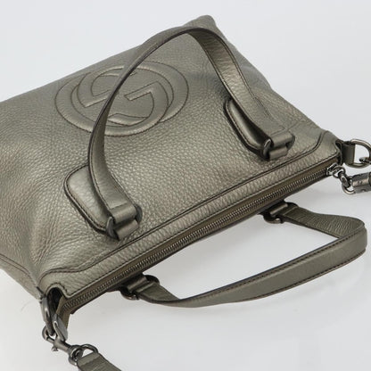 Gucci Soho Convertible Top Handle Bag Leather, Silver, Leather, Handbag