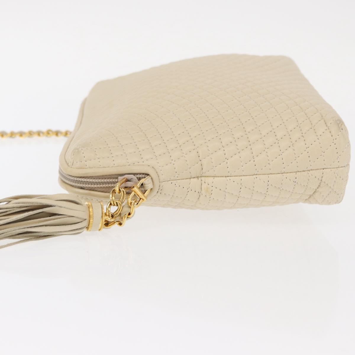 Bally Vintage Chain Shoulder Bag Quilted Leather, Beige, Leather, Shoulder Bag