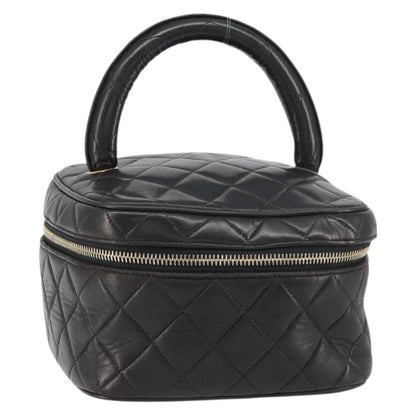 Chanel Vintage Cosmetic Case Quilted Lambskin, BLACK, LEATHER, Handbag