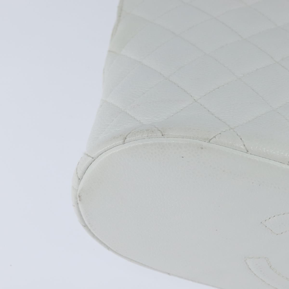 Chanel Vintage CC Zip Around Bowler Bag Quilted Caviar, WHITE, LEATHER, Tote bag