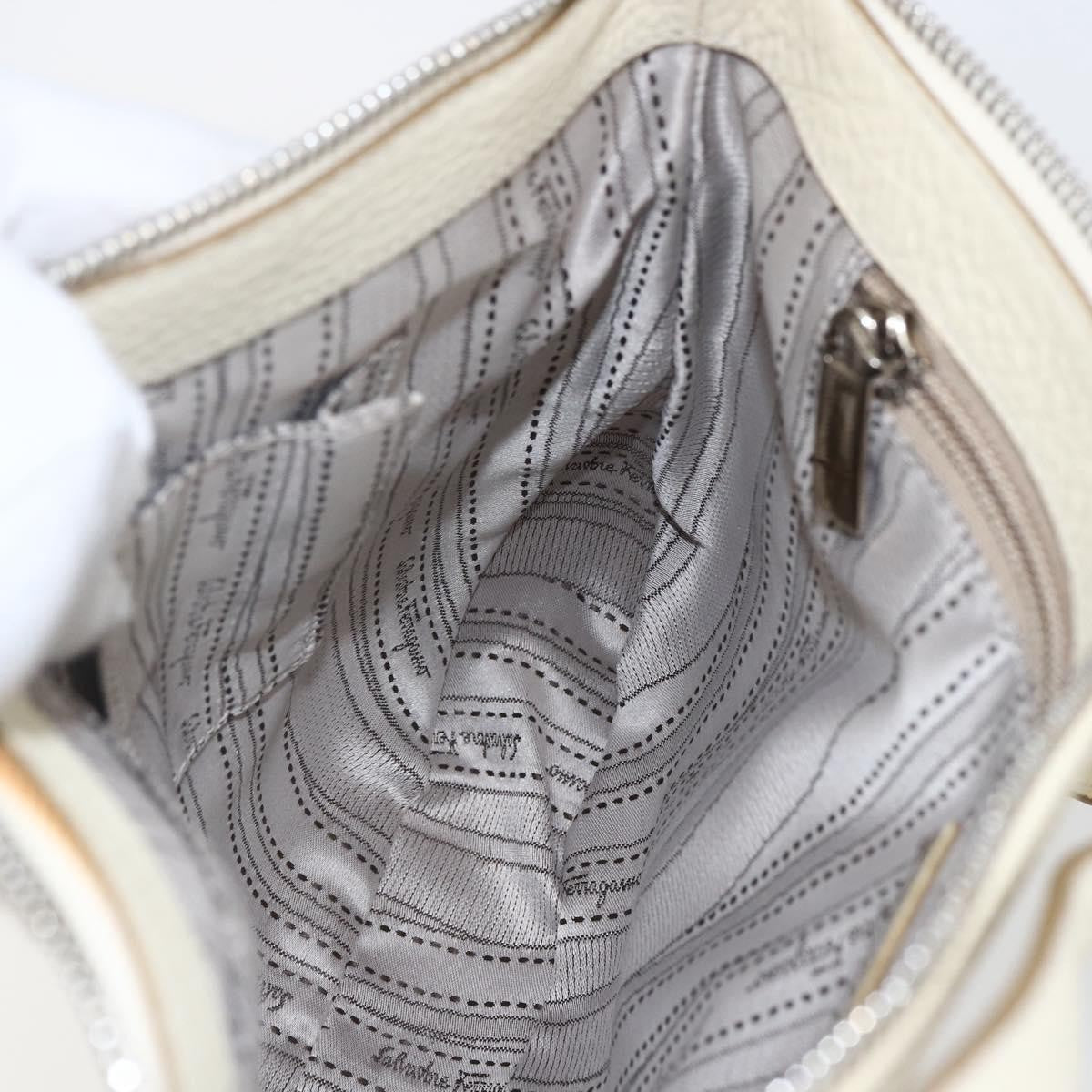 Salvatore Ferragamo Gancini Shoulder Bag Leather, WHITE, LEATHER, Shoulder bag