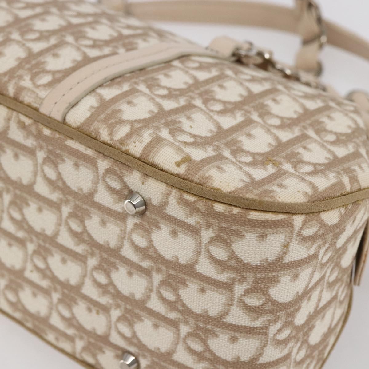 Christian Dior Vintage Trotter Romantique Zip Satchel Diorissimo Coated Canvas, BEIGE, CANVAS, Tote bag