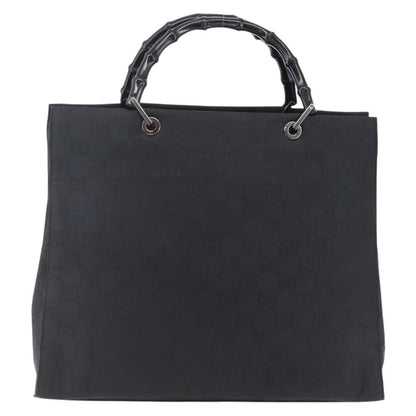 Gucci Vintage Bamboo Handle Tote GG Nylon, BLACK, NYLON, Tote bag