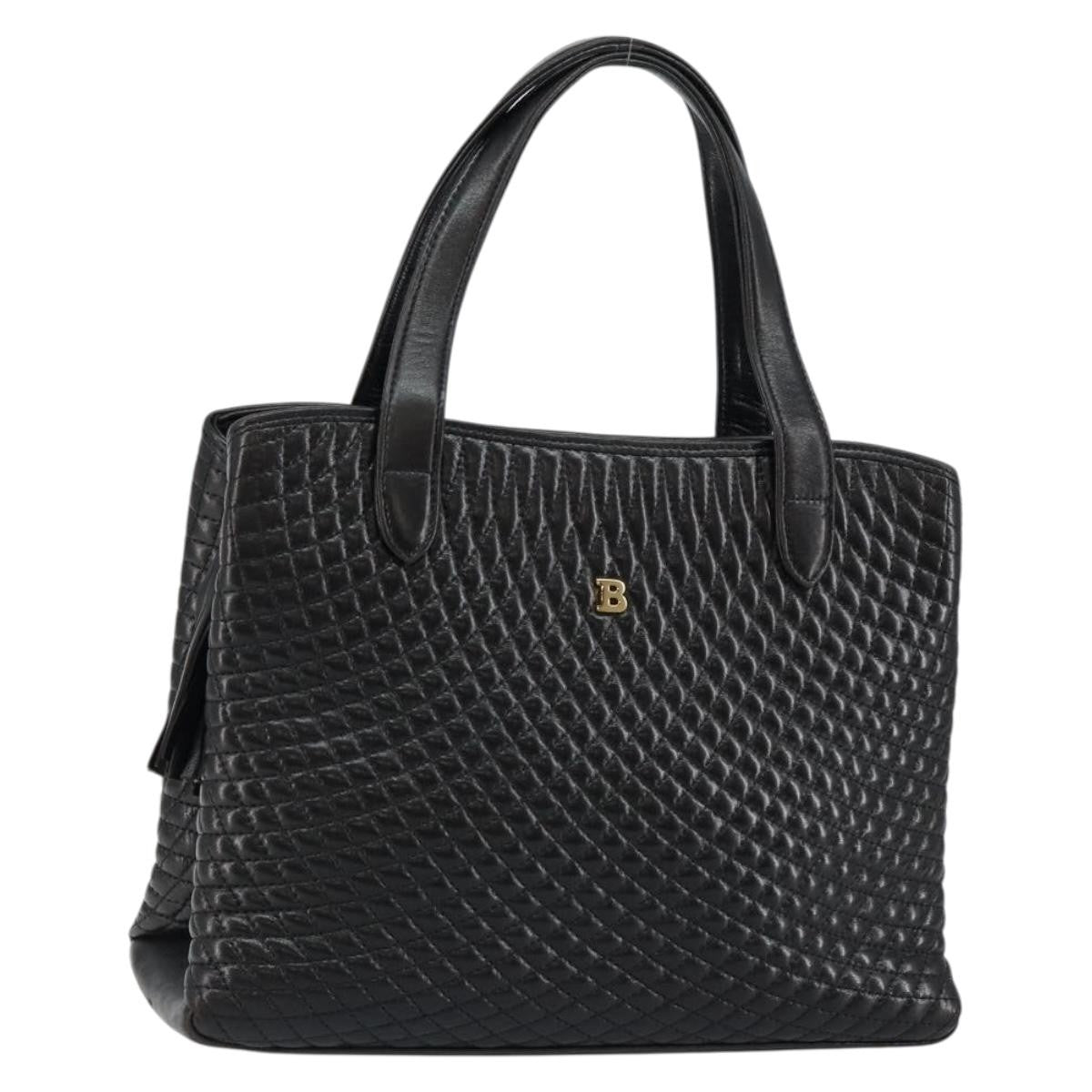 Bally Vintage Handbag Quilted Leather, BLACK, LEATHER, Handbag