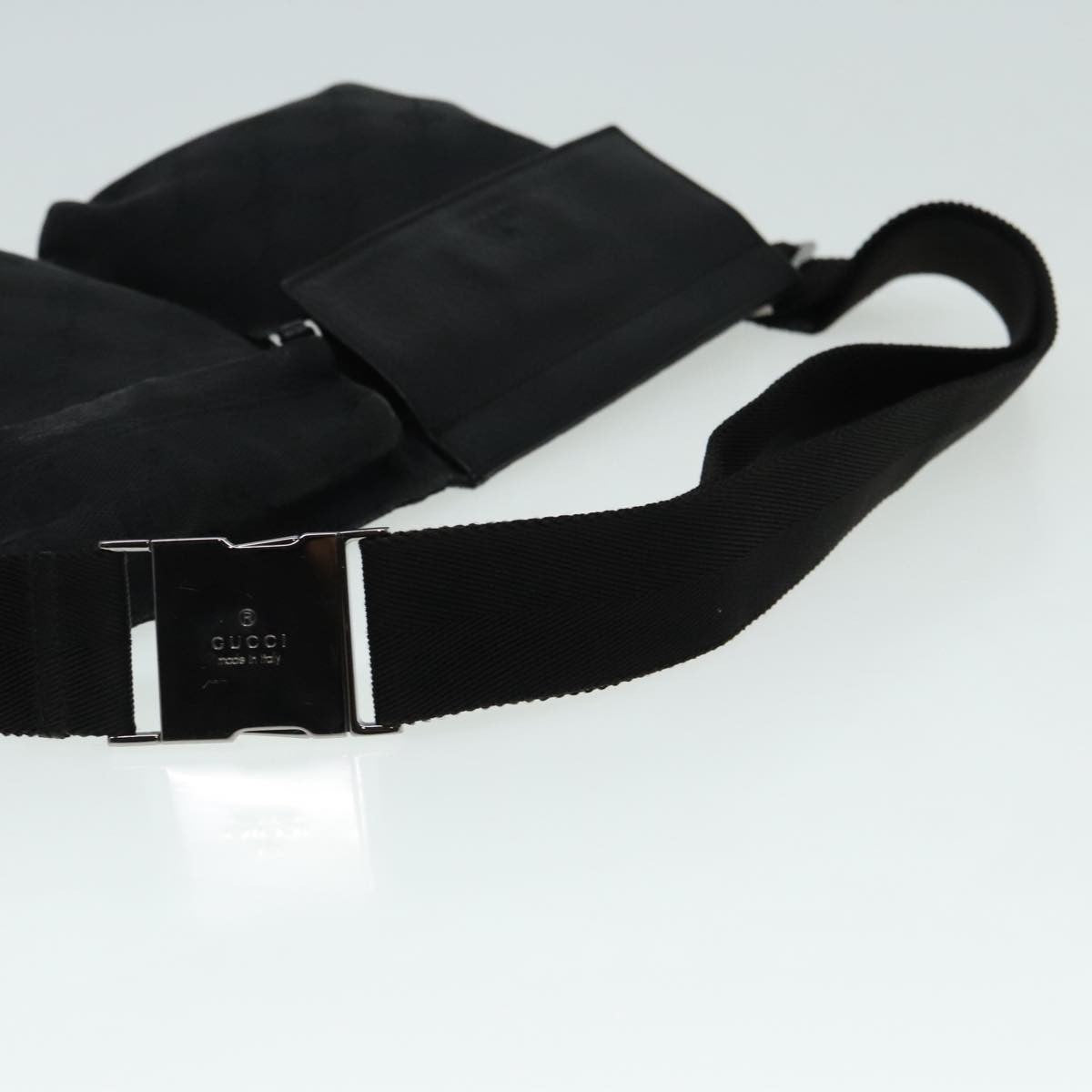 Gucci Vintage Double Belt Bag GG Canvas with Leather, BLACK, CANVAS, Clutche & pouche