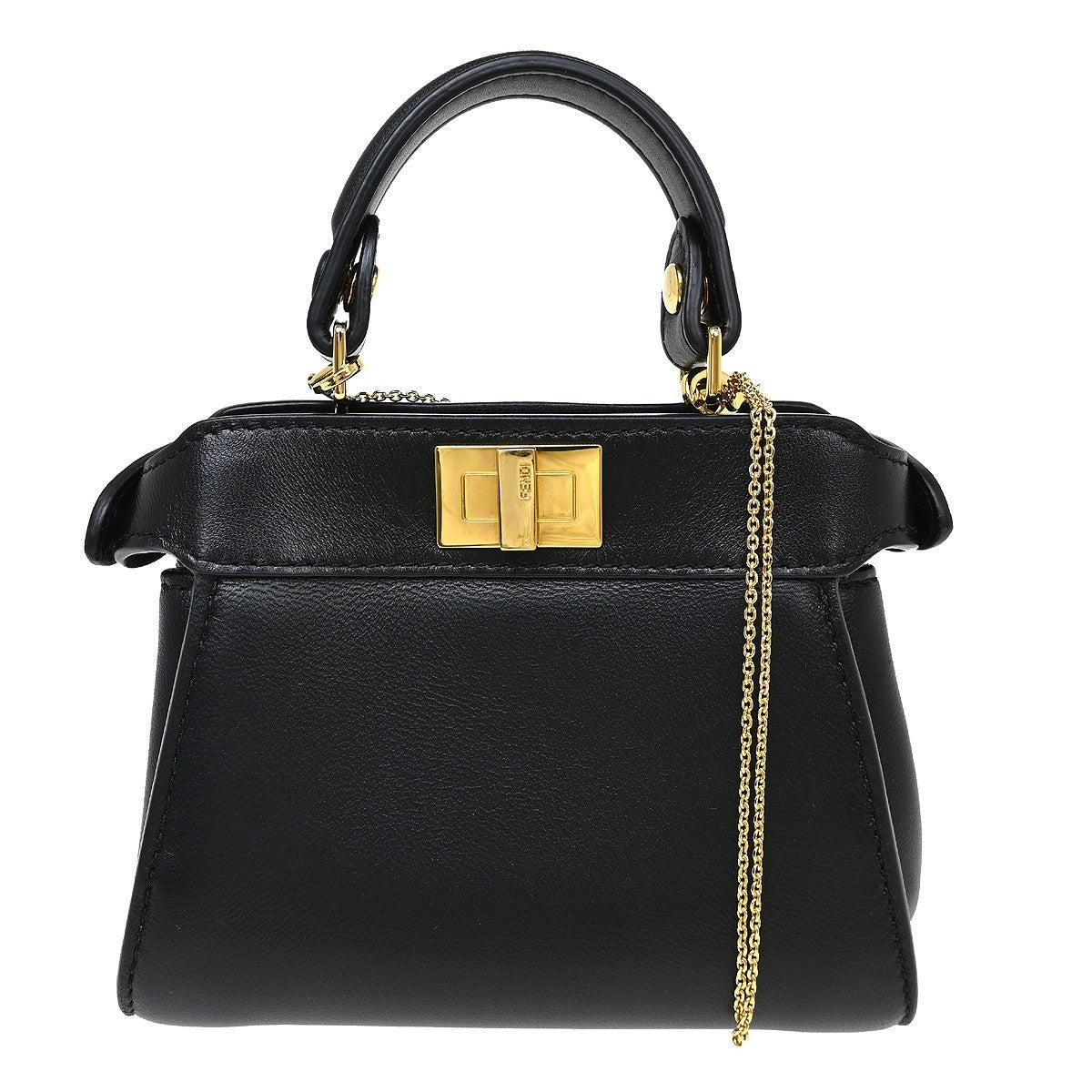 Fendi Peekaboo Bag Leather, Black, Leather, Handbag