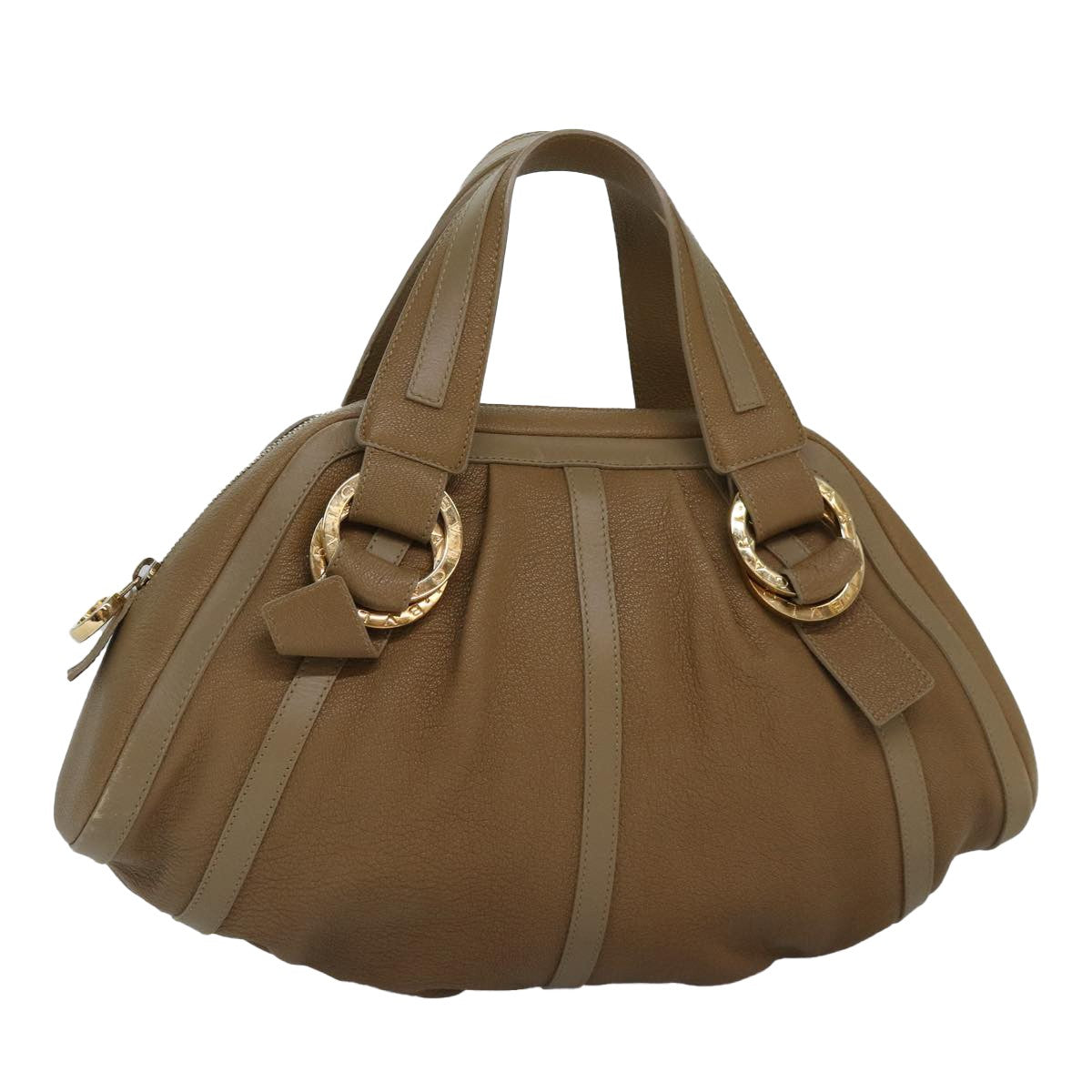 Bvlgari Doppio Handbag Leather, BROWN, LEATHER, Handbag