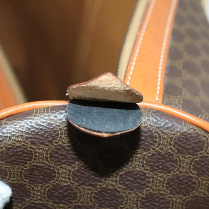 Celine Vintage Duffle Bag Macadam Coated Canvas, BROWN, PVC, Travel bag