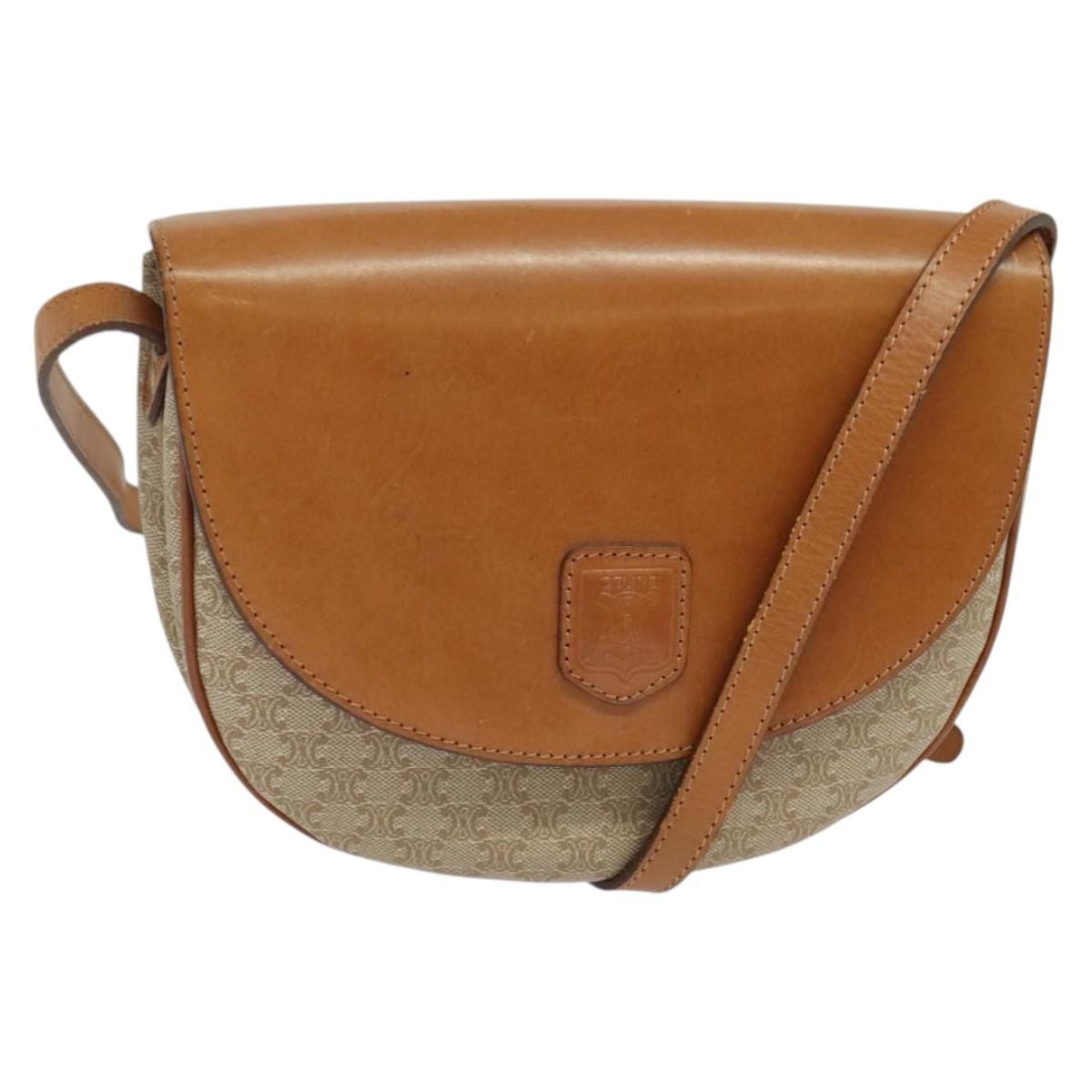Celine Macadam Shoulder Bag PVC Leather, BEIGE, CANVAS, Shoulder bag