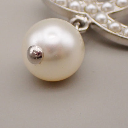 Chanel CC Drop Brooch Metal and Faux Pearls, SILVER, SILVER_PLATED, Brooch