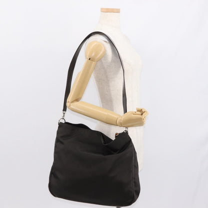 Gucci Vintage Bamboo Shoulder Bag Nylon, Brown, Nylon, Shoulder Bag