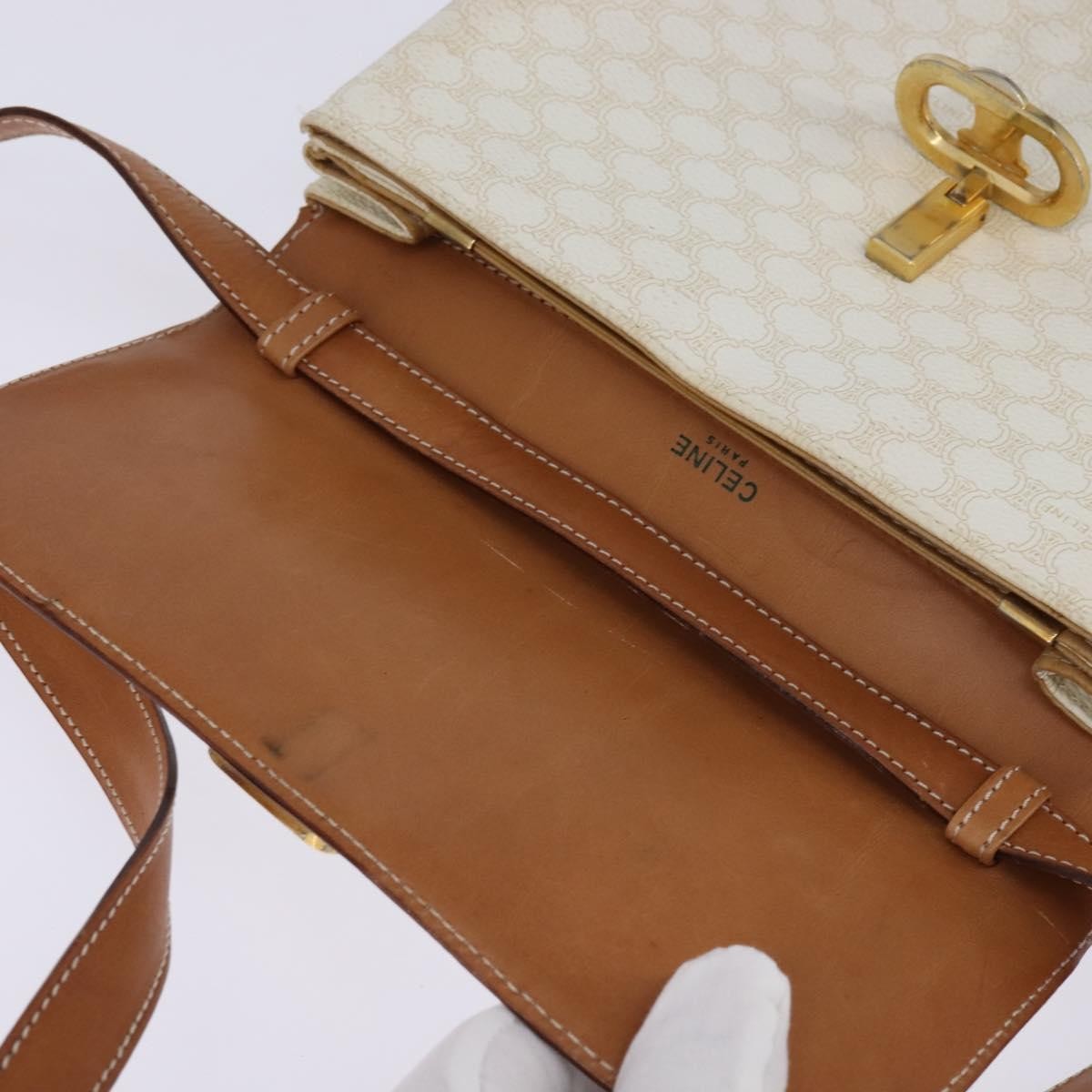Celine Macadam Shoulder Bag PVC Leather, WHITE, CANVAS, Shoulder bag