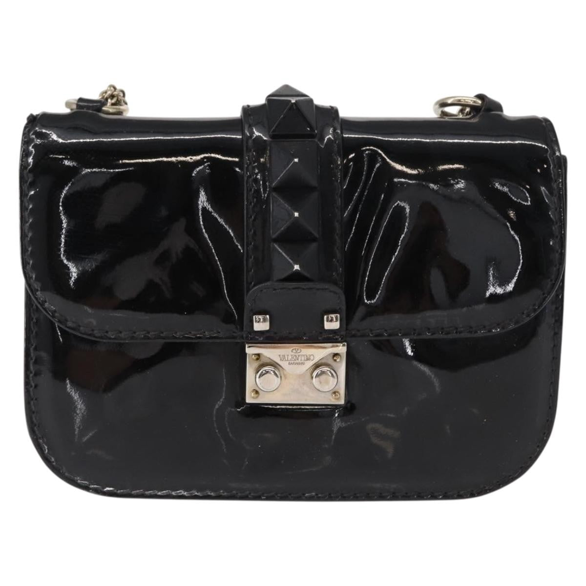 Valentino Garavani Glam Lock Shoulder Bag Patent, BLACK, PATENT_LEATHER, Shoulder bag