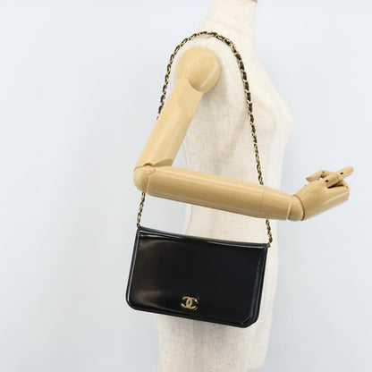 Chanel Wallet on Chain Quilted Patent, Black, Patent Leather, Shoulder Bag