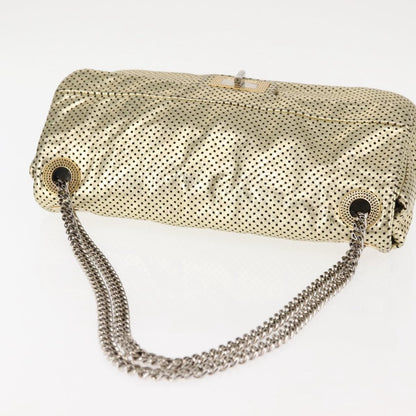 Chanel Drill Flap Bag Perforated Leather, GOLD, LEATHER, Handbag
