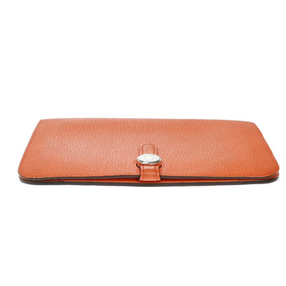 Hermes Dogon Duo Combined Wallet Leather, ORANGE, LEATHER, Wallets