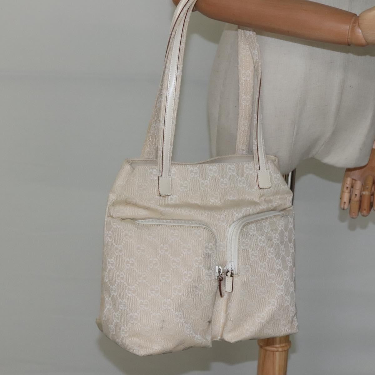 Gucci Double Pocket Tote GG Canvas, BEIGE, CANVAS, Shoulder bag