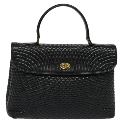Bally Vintage Handbag Quilted Leather, BLACK, LEATHER, Handbag