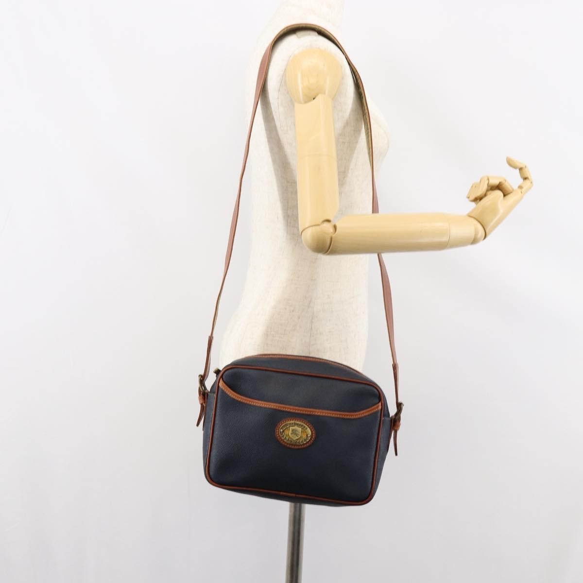 Burberry Vintage Shoulder Bag Leather, NAVY, LEATHER, Shoulder bag