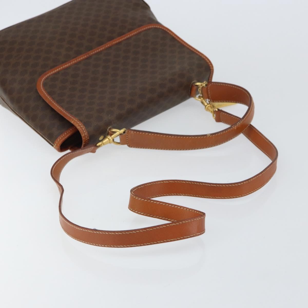 Celine Vintage Macadam Handbag Canvas and Leather, BROWN, CANVAS, Handbag