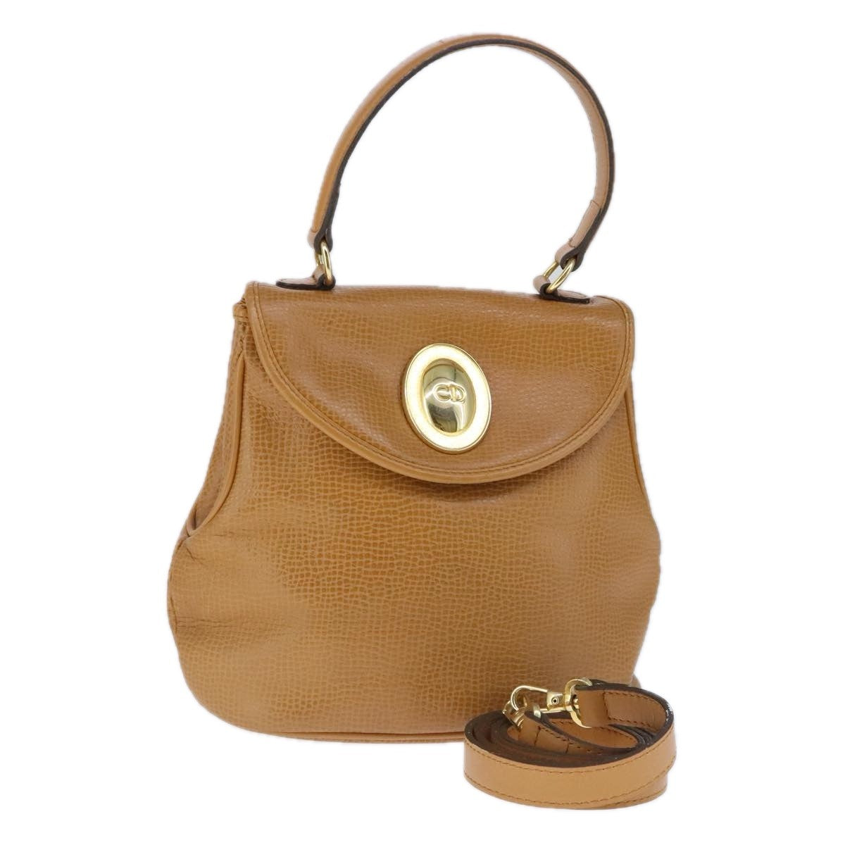 Christian Dior Vintage CD Handbag Leather, BROWN, LEATHER, Handbag
