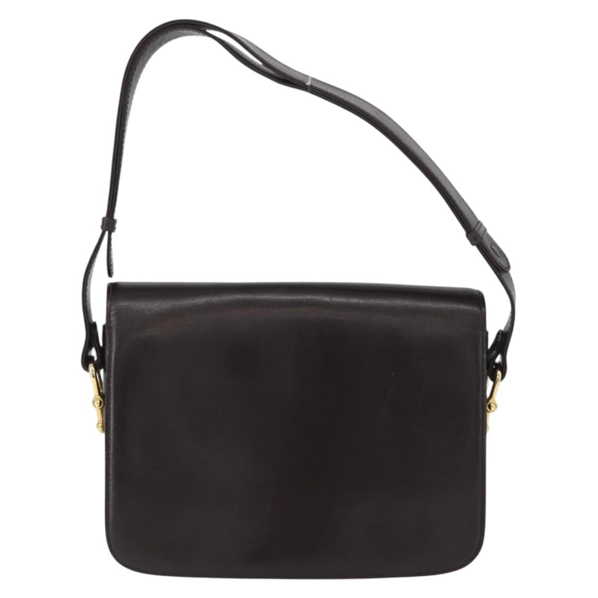 Celine Vintage Shoulder Bag Leather, BROWN, LEATHER, Shoulder bag