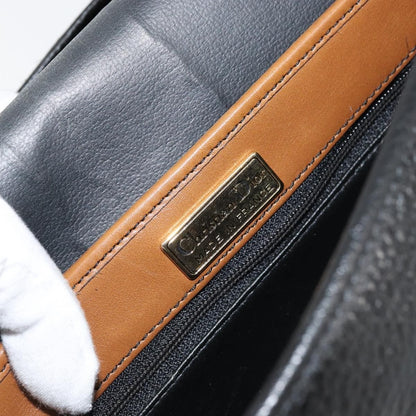 Christian Dior Flap Shoulder Bag Leather, BLACK, LEATHER, Shoulder bag