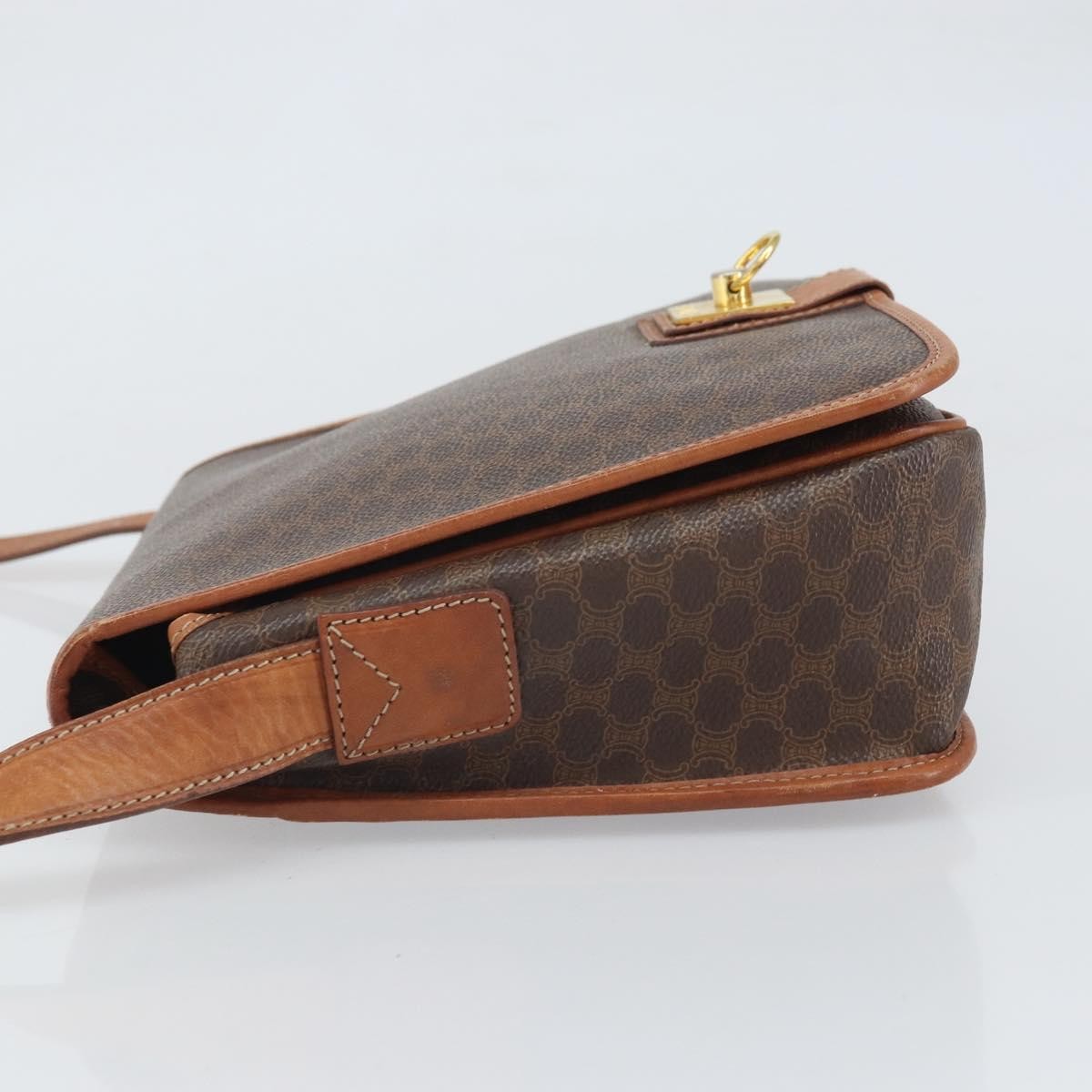 Celine Vintage Macadam Shoulder Bag Canvas and Leather, BROWN, CANVAS, Shoulder bag