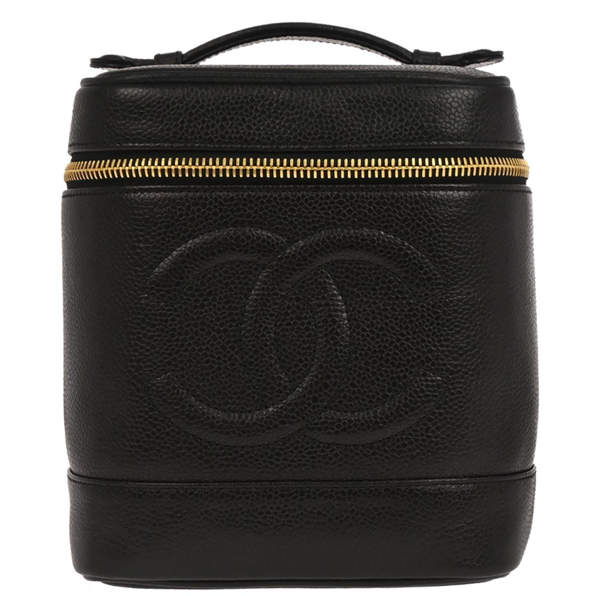 Chanel Vintage Timeless Cosmetic Case Caviar, Black, Leather, Clutch