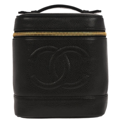 Chanel Vintage Timeless Cosmetic Case Caviar, Black, Leather, Clutch