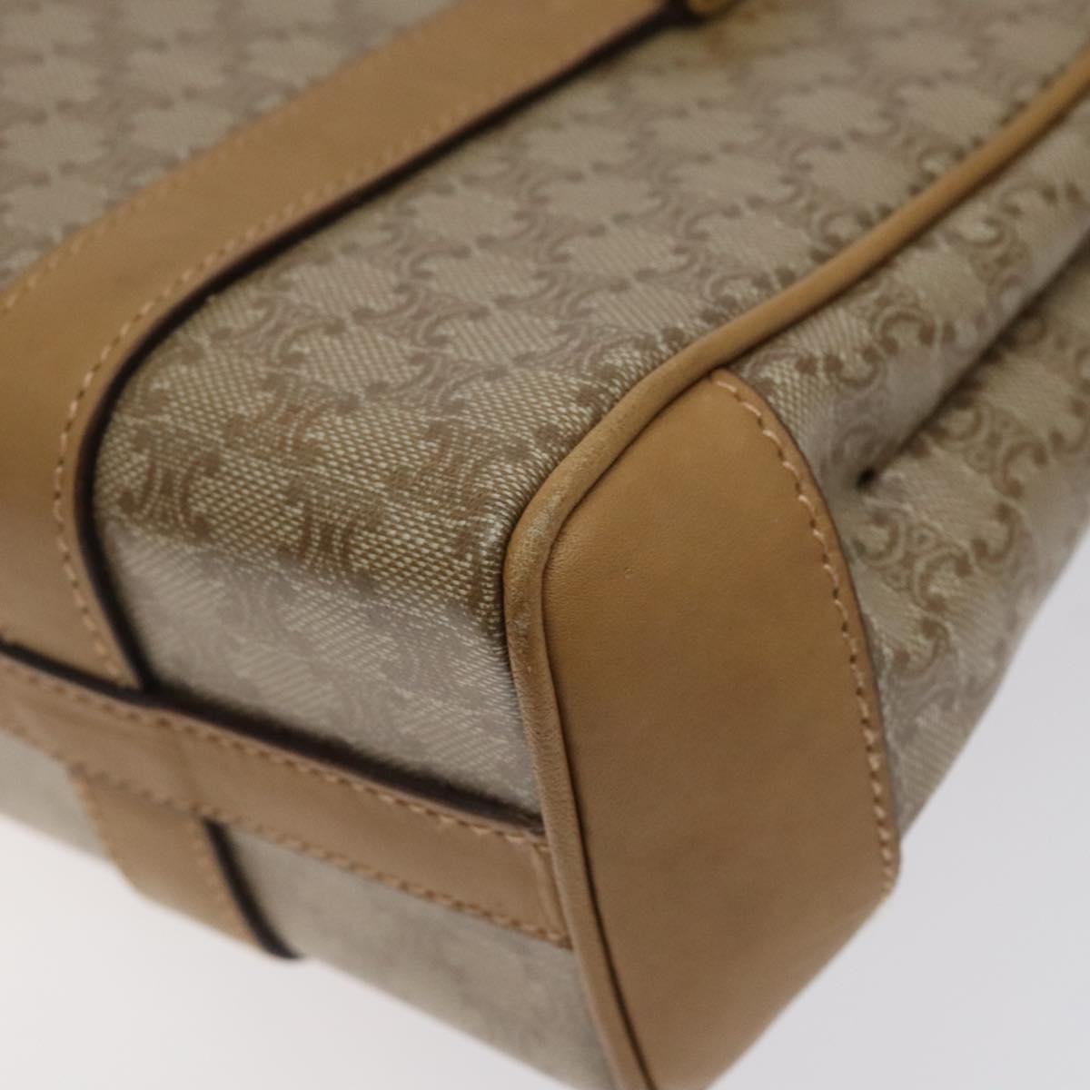 Celine Vintage Macadam Handbag Canvas and Leather, Beige, Canvas, Handbag