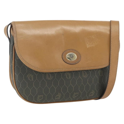 Christian Dior Vintage Honeycomb Flap Crossbody Bag Canvas and Leather, KHAKI, CANVAS, Shoulder bag