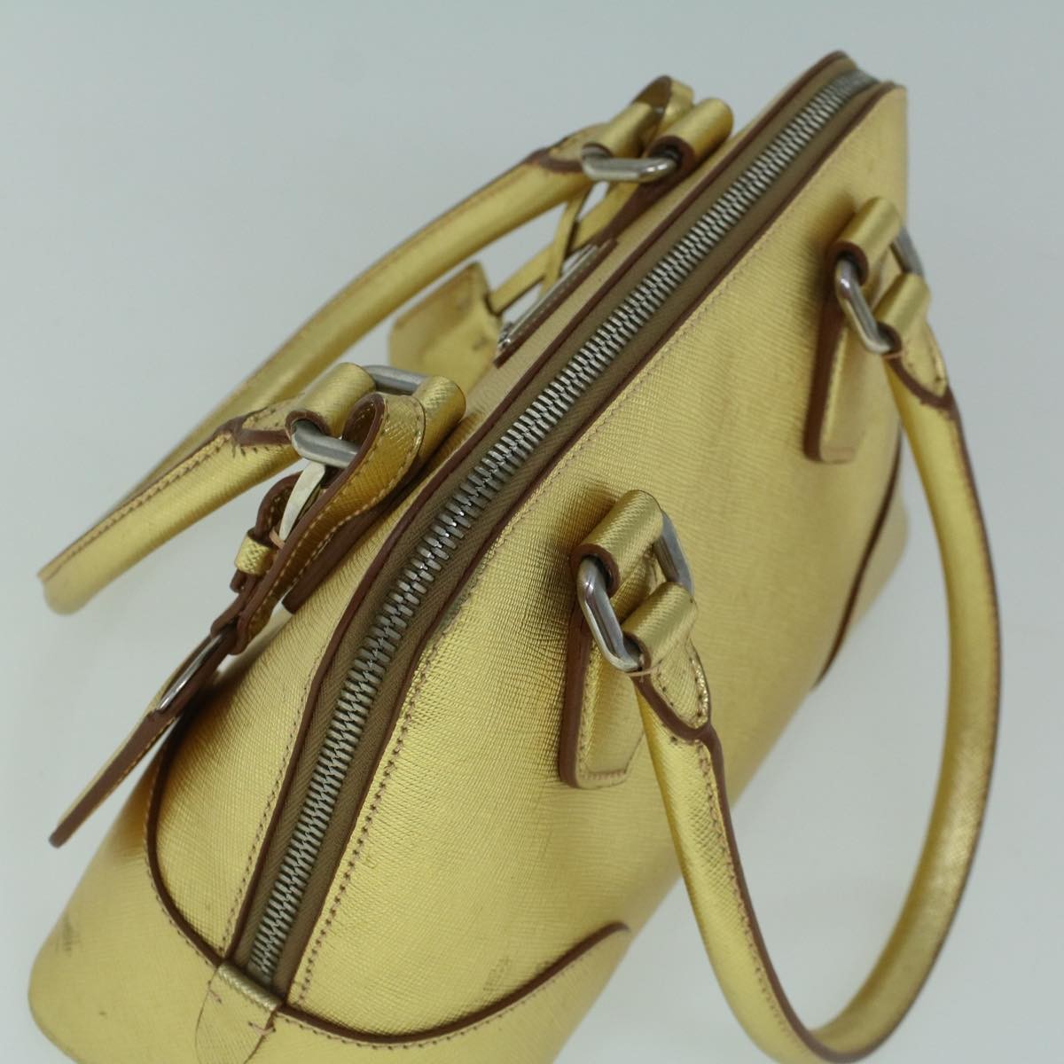 Prada Promenade Bag Saffiano Leather, GOLD, LEATHER, Handbag