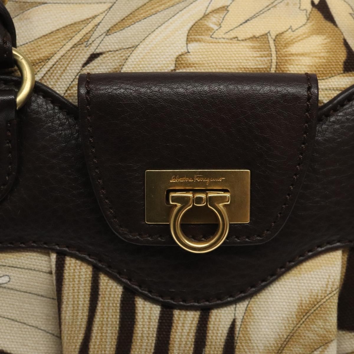 Salvatore Ferragamo Gancini Shoulder Bag Canvas, BEIGE, CANVAS, Shoulder bag