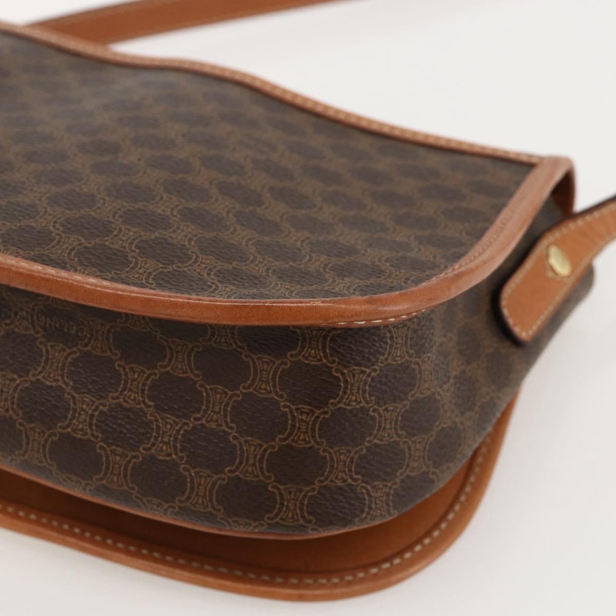 Celine Vintage Macadam Shoulder Bag Canvas and Leather, Brown, PVC, Shoulder Bag