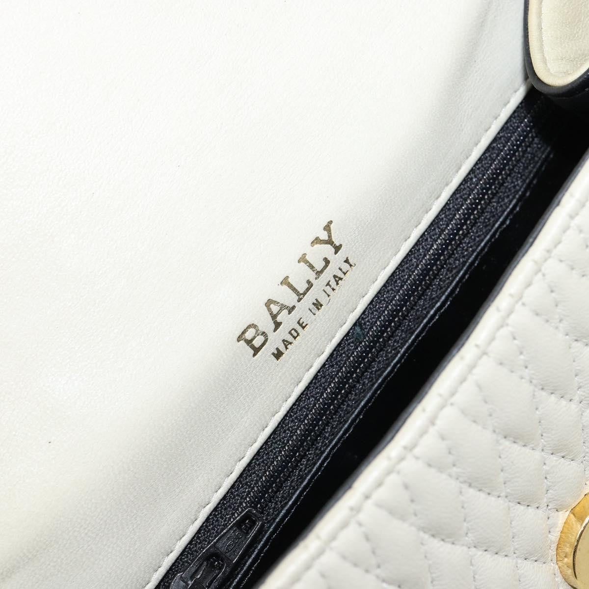 Bally Vintage Handbag Quilted Leather, White, Leather, Handbag