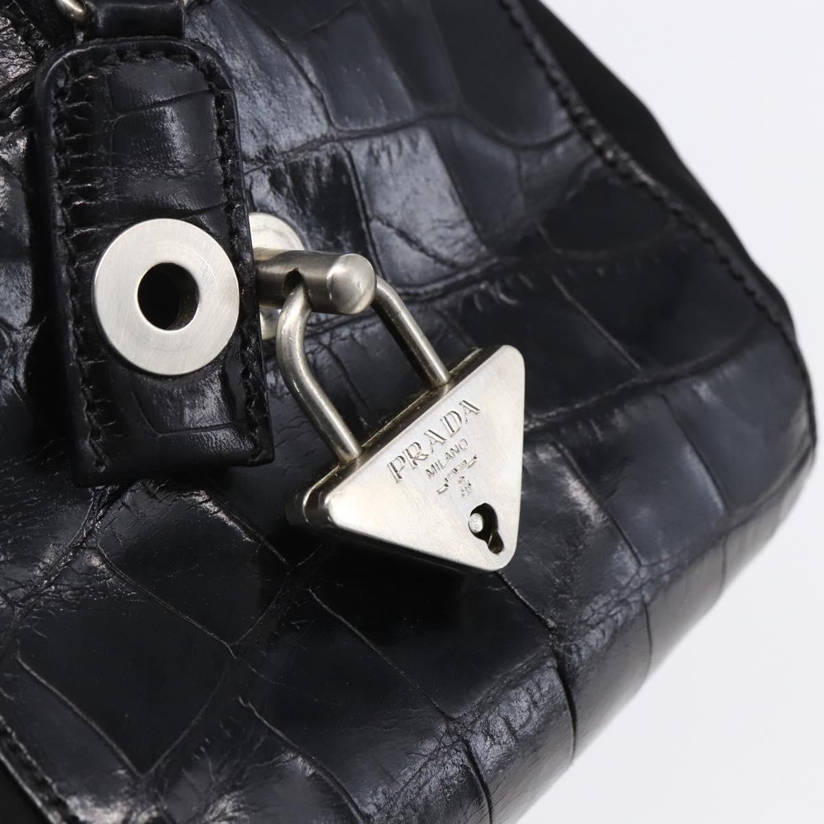 Prada Vintage Shoulder Bag Nylon and Leather, BLACK, NYLON, Shoulder bag